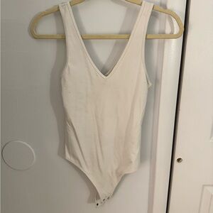 Abercrombie White V-Neck Bodysuit